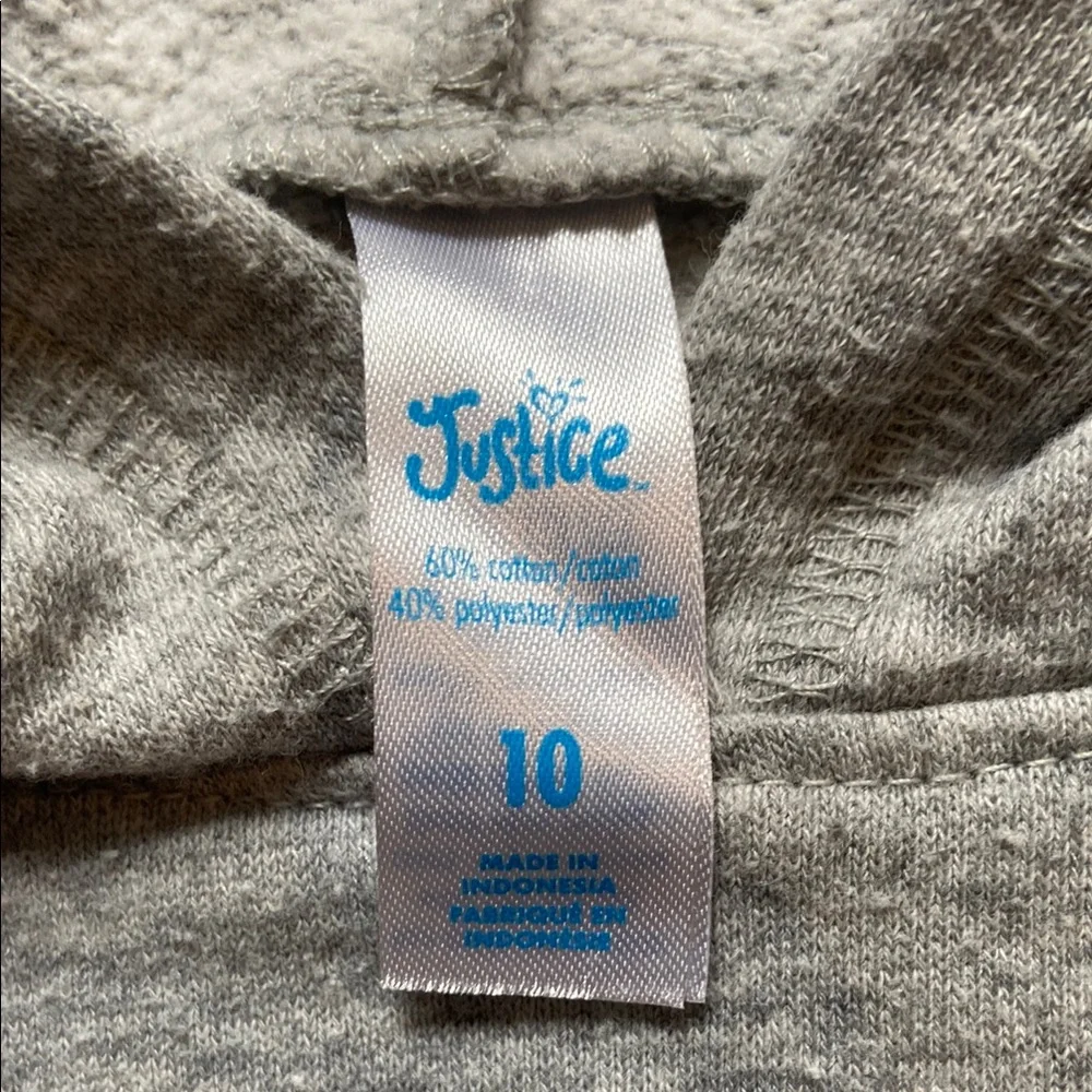 Justice Girls Pullover Hoodie Sweatshirt Sweater Long Sleeves Grey Size 10